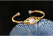 baroque pearl wire wound open bracelet, view 3 - MRSLM