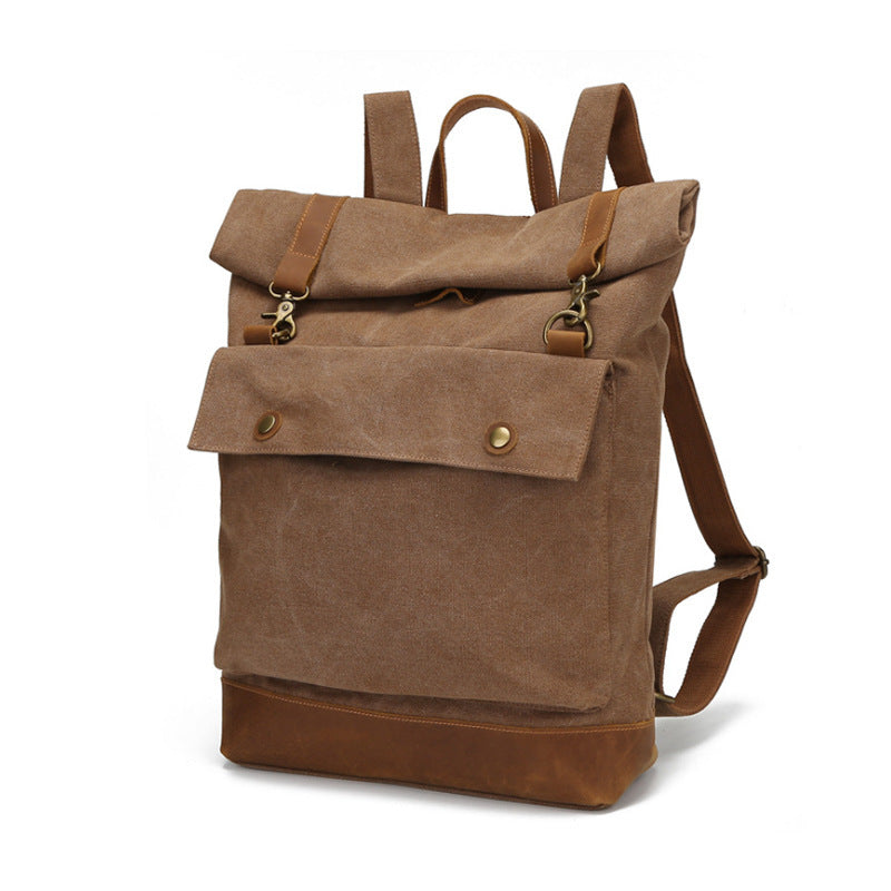 roll top canvas backpack, view 2 - MRSLM