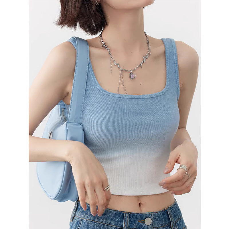 women's gradient strappy tank top, view 3 - MRSLM
