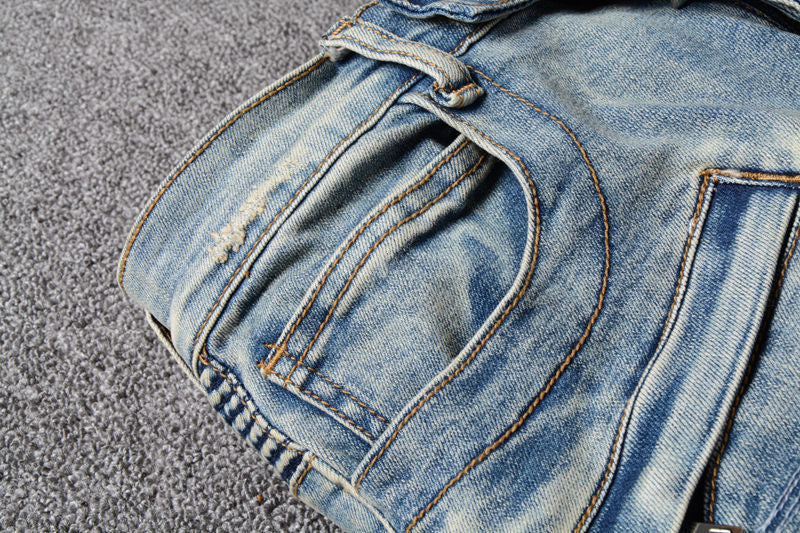 Multi pocket slim fit washed jeans, view 3 - MRSLM