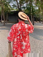 Retro red vine printed shirt, view 2 - MRSLM
