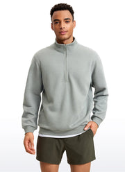 men's fleece-lined mock neck half zip sweatshirt, view 4 - MRSLM