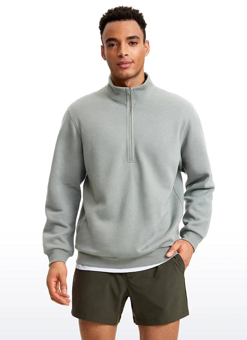 men's fleece-lined mock neck half zip sweatshirt, view 4 - MRSLM