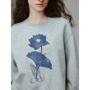 women's lotus patchwork embroidered sweatshirt, view 2 - MRSLM