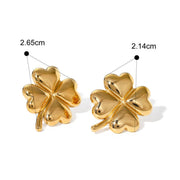 18k gold plated four-leaf clover drop earrings, view 2 - MRSLM