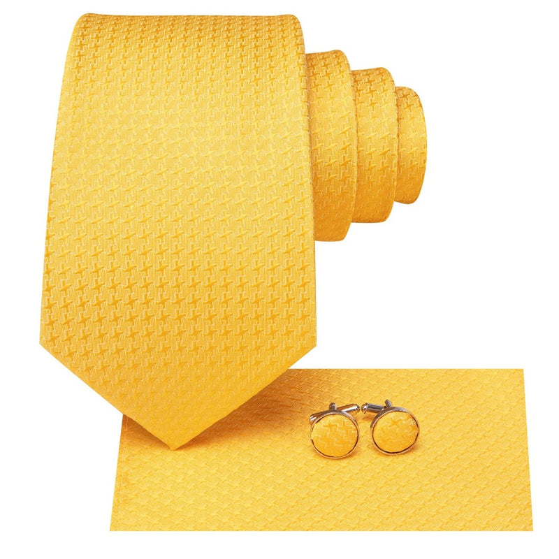 yellow gold dot silk necktie set for men, view 5 - MRSLM