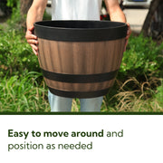durable plastic barrel flowerpot, view 3 - MRSLM