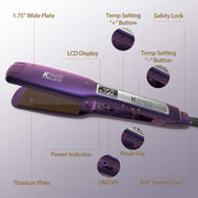 titanium hair straightener with digital display, view 5 - MRSLM