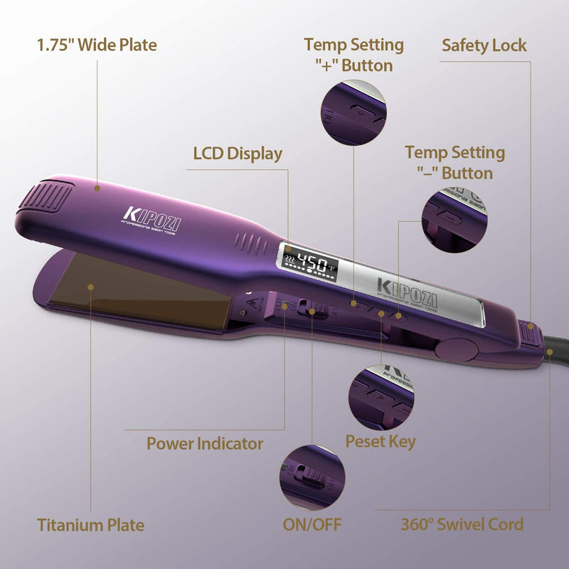titanium hair straightener with digital display, view 5 - MRSLM