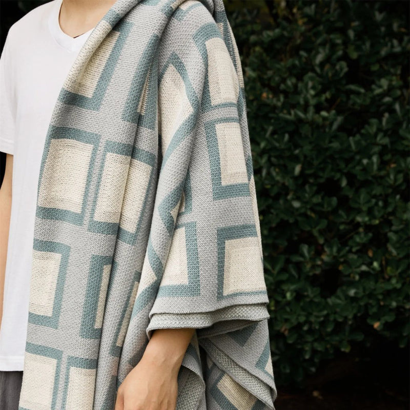 Modern plaid knitted throw blanket, view 6 - MRSLM