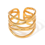 stainless steel multi-layer hollow open ring, view 7 - MRSLM