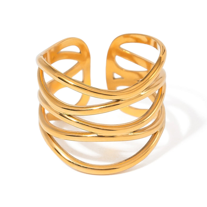stainless steel multi-layer hollow open ring, view 7 - MRSLM
