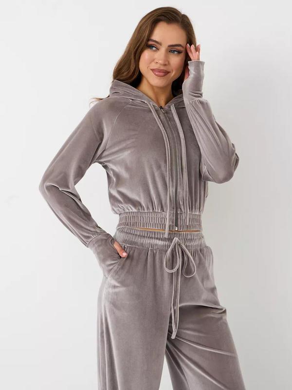 women's velvet two-piece sports set, view 4 - MRSLM