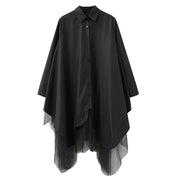 loose two-piece look swing mesh shirt dress, view 5 - MRSLM