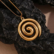 18k gold plated snake chain spiral pendant necklace - MRSLM