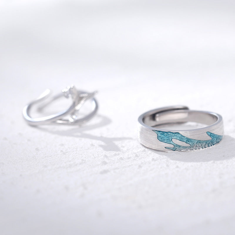 sterling silver star sea couple ring, view 9 - MRSLM
