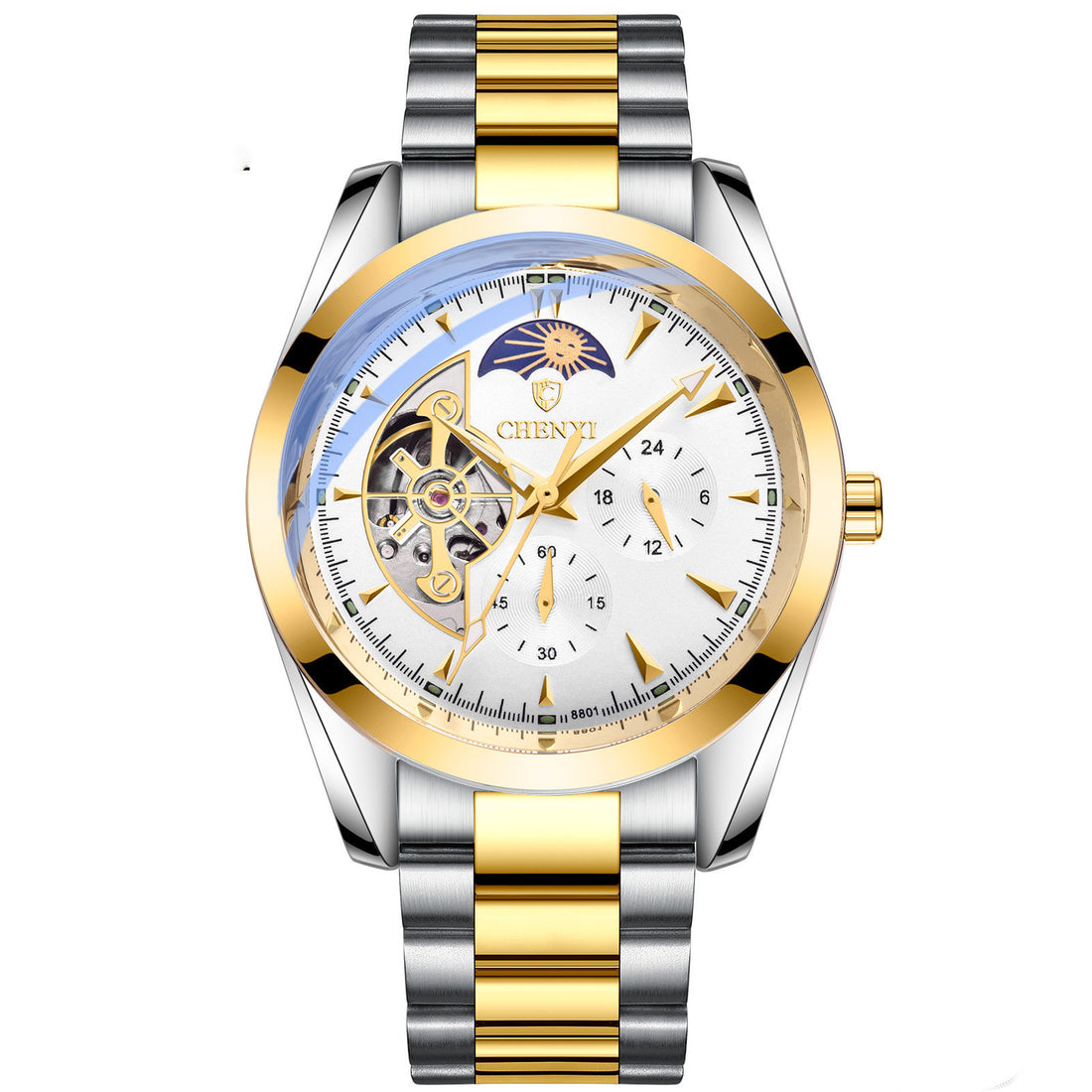 Men's Waterproof Sun Moon And Stars Automatic Hollow Mechanical Watch