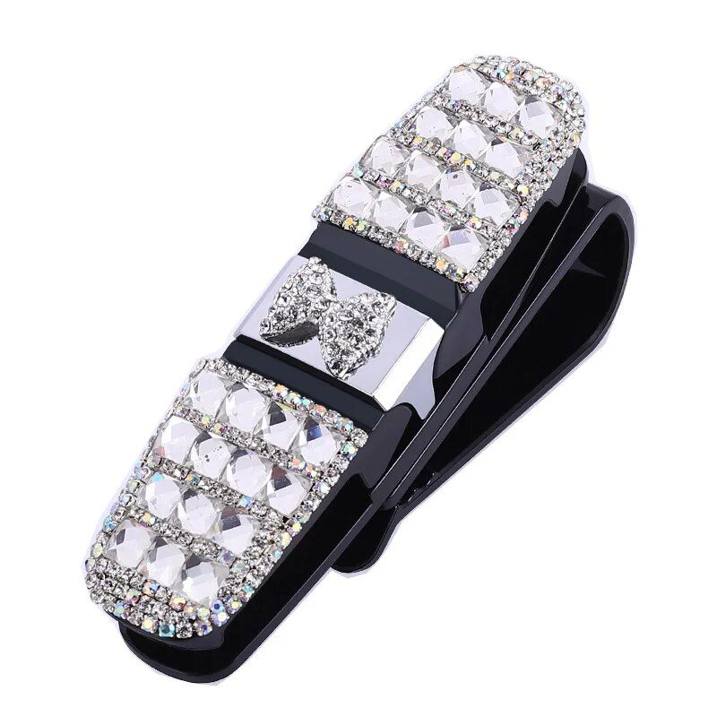 rhinestone flower car sunglass holder, view 6 - MRSLM