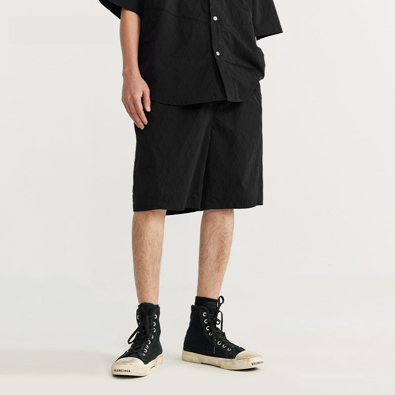 mens rhombus jacquard plaid cropped pants - MRSLM