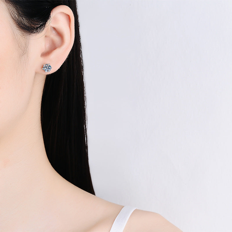 unisex silver threaded stud earrings, view 4 - MRSLM