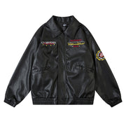 embroidered PU leather jacket - MRSLM
