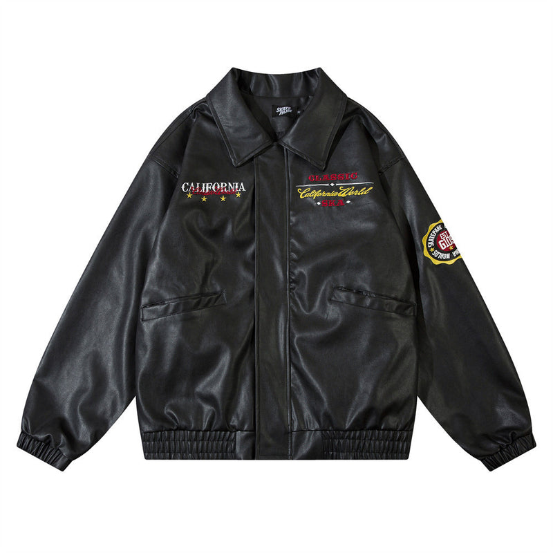 embroidered PU leather jacket - MRSLM