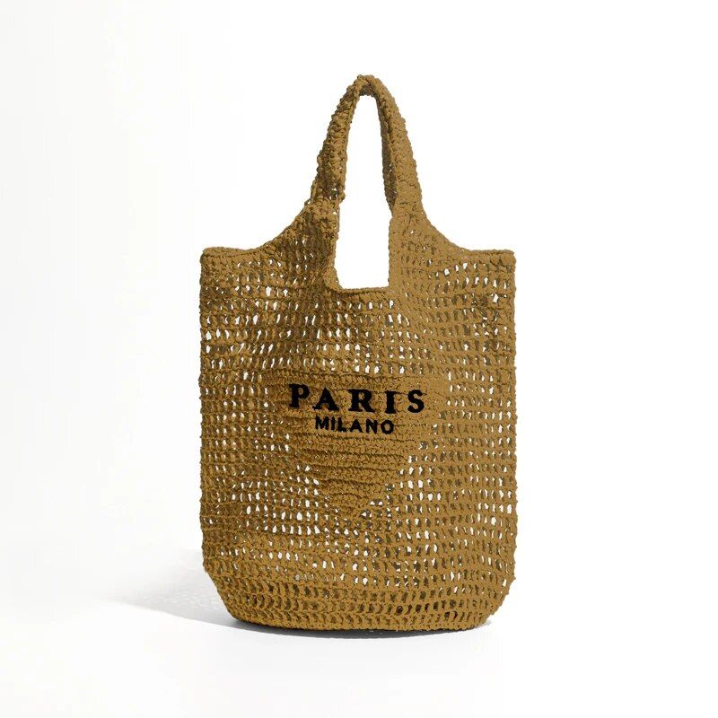 plaited raffia straw bucket bag, view 9 - MRSLM