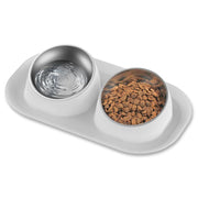 stainless steel tilted double dog bowl, view 4 - MRSLM