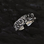 antique s925 silver embossed brambles ring, view 2 - MRSLM