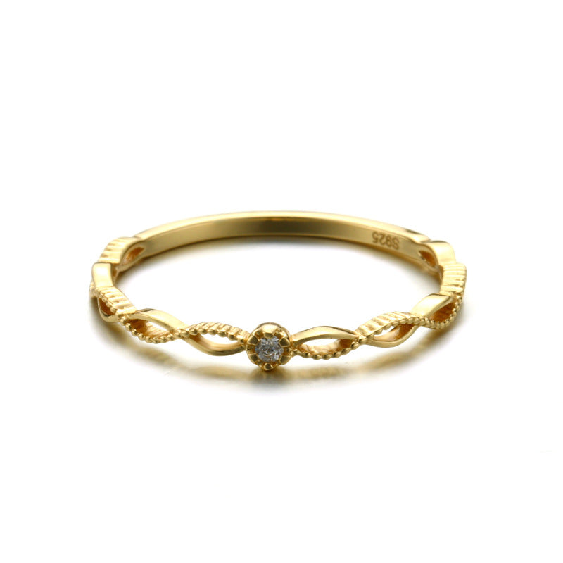 s925 sterling silver cross zircon ring, view 2 - MRSLM