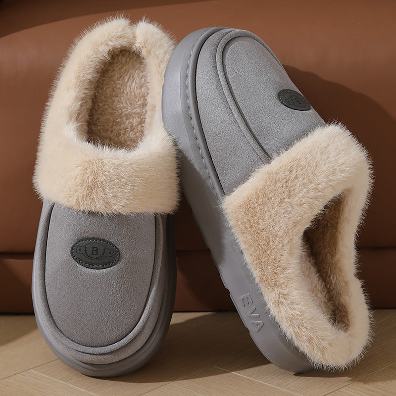 Men's suede plush-lined house slippers, view 5 - MRSLM