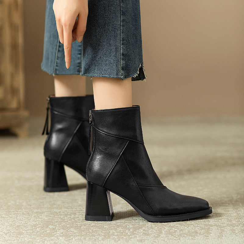 women's retro chunky heel boots, view 4 - MRSLM