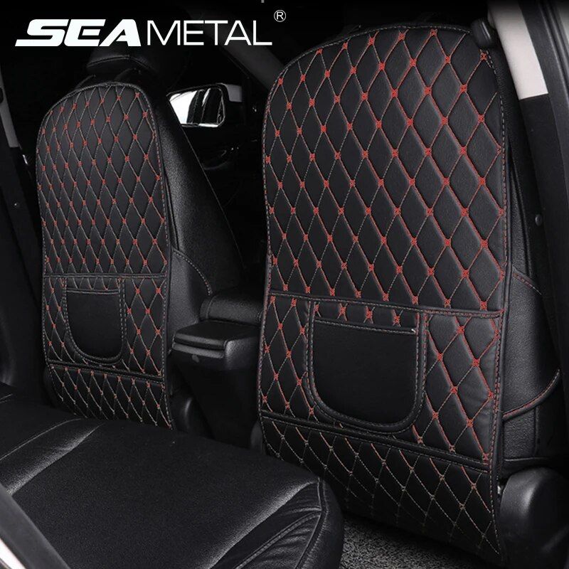 PU leather car seat back protector, view 4 - MRSLM