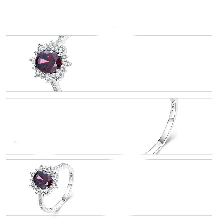 red zircon silver wedding ring, view 3 - MRSLM