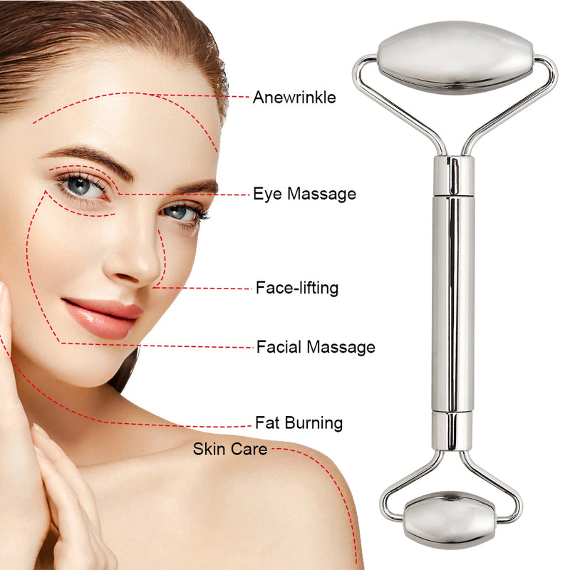 stainless steel facial roller and gua sha set, view 7 - MRSLM