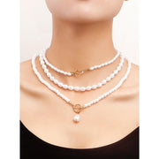 imitation pearl heart pendant necklace, view 3 - MRSLM