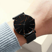 men's ultra thin black quartz watch, view 8 - MRSLM