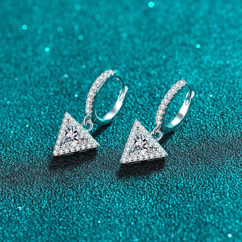 women's triangle zircon earrings, view 4 - MRSLM