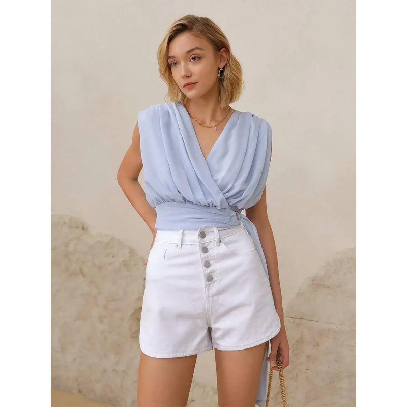 women's wrap blouse, view 7 - MRSLM