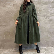 retro corduroy women's long coat, view 6 - MRSLM
