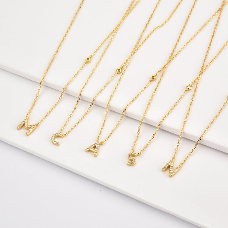 letter pendant necklace, view 5 - MRSLM