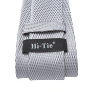 grey plaid silk necktie set for men, view 6 - MRSLM