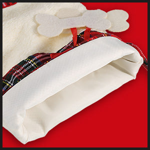 Buffalo plaid pet Christmas stocking with paw print, view 2 - MRSLM