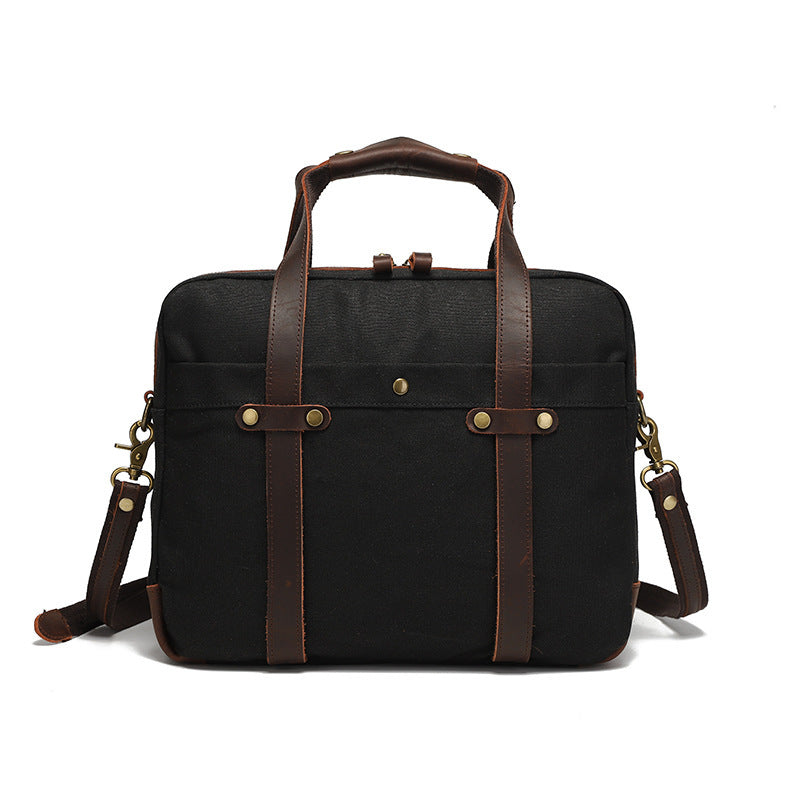 waxed canvas vintage travel briefcase, view 10 - MRSLM