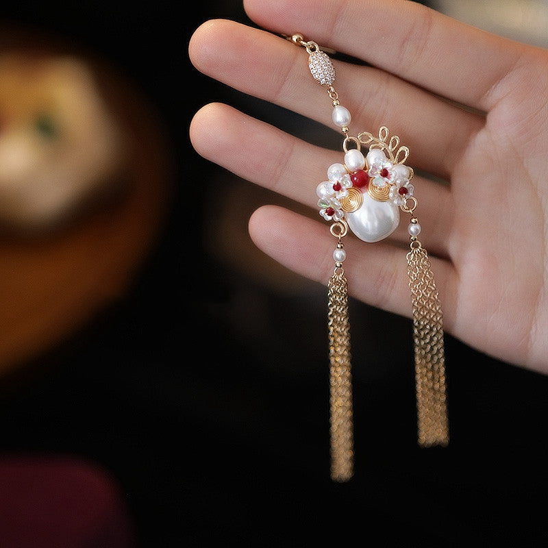 pearl shell bead single earring, view 3 - MRSLM