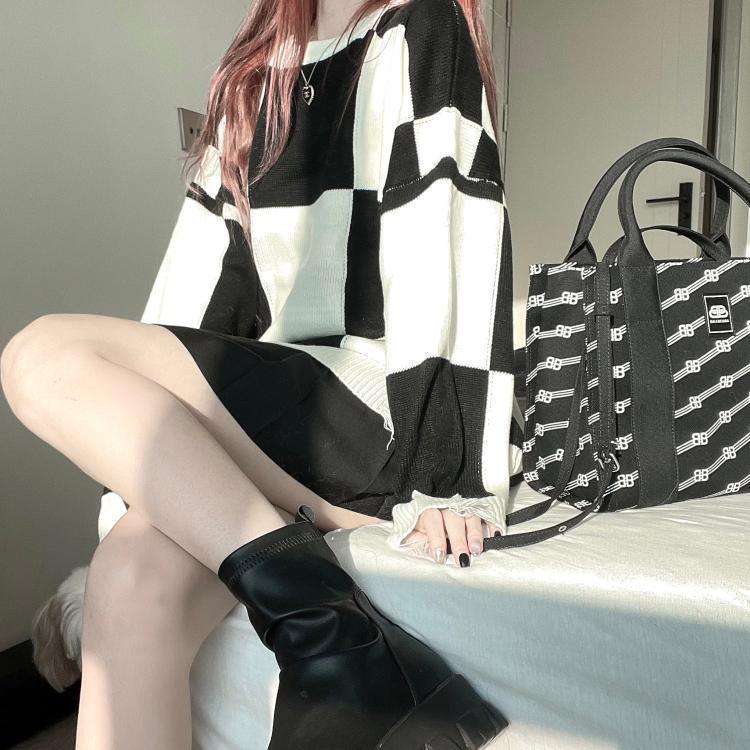 ripped plaid knit sweater, view 11 - MRSLM