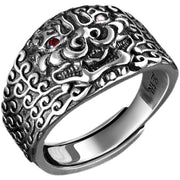 men's silver retro adjustable ring, view 3 - MRSLM