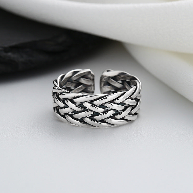 sterling silver woven twist ring, view 7 - MRSLM