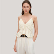 v-neck silk camisole tank top, view 5 - MRSLM