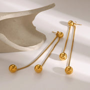 gold pvd stainless steel round ball stud earrings - MRSLM